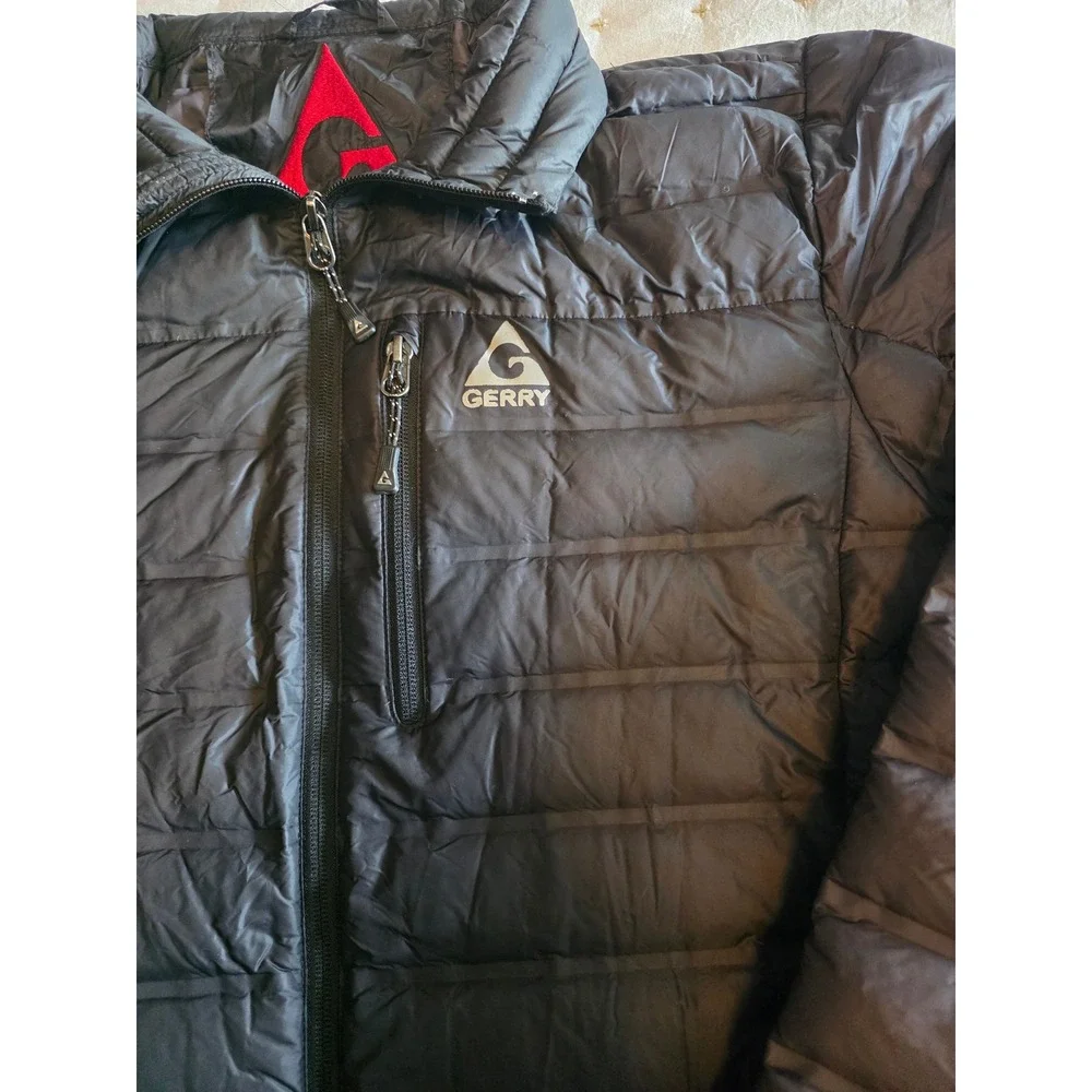Gerry Mens Black Down Puffer Jacket Full Zip Quilted Padded Coat Medium 1311092